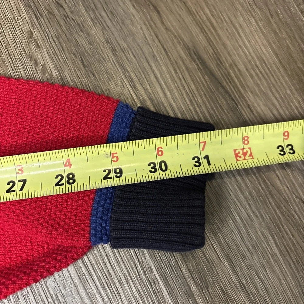 Polo Ralph Lauren Striped Sweater Mens Medium Red Navy Golf Crest Cotton Vintage